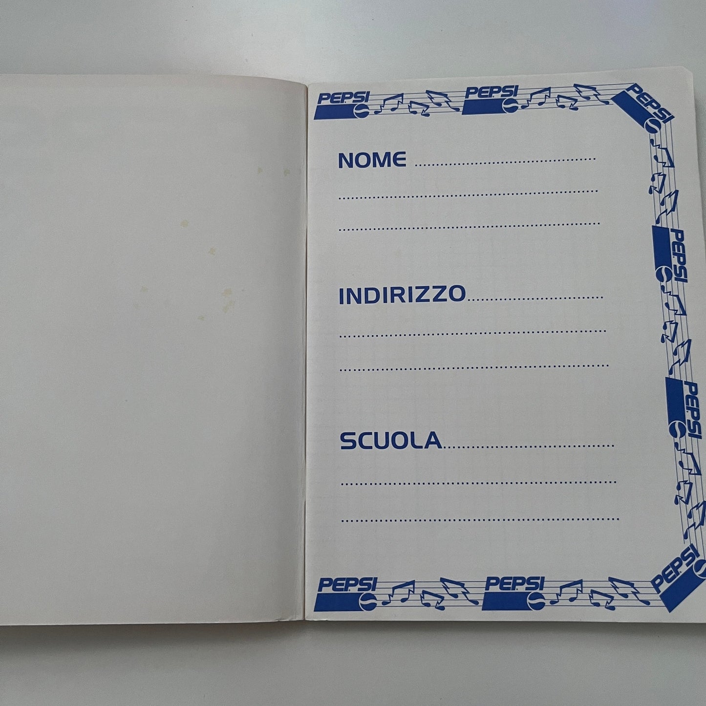 Vintage Italian PEPSI Promotional Notebook Surfing The Choice Is Yours Pigna TF9