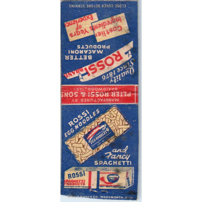 Peter Rossi & Son Macaroni Noodles Braidwood IL Vintage Matchbook Cover SF4-Y4
