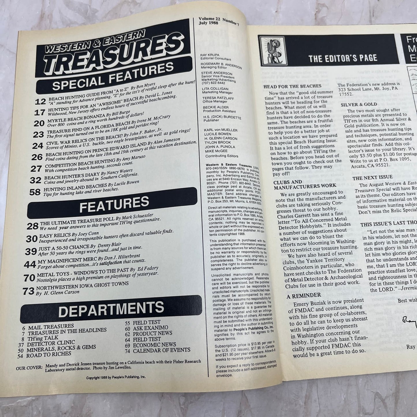 1988 July - Western & Eastern Treasures Magazine - Treasure Hunting Gold M11