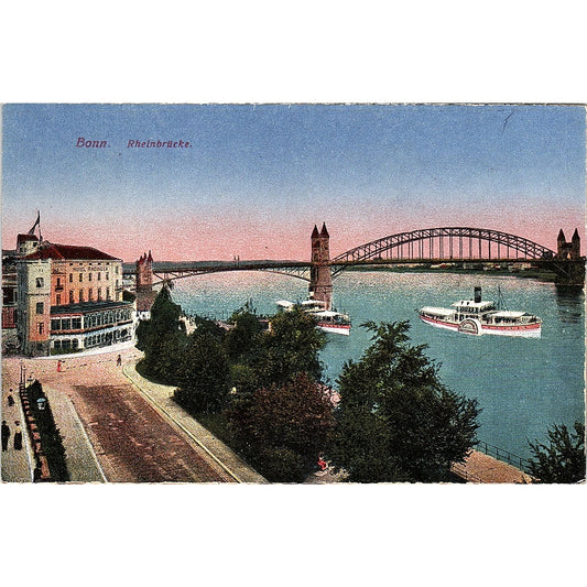 Bonn Rheinbrücke German Antique Postcard PE9