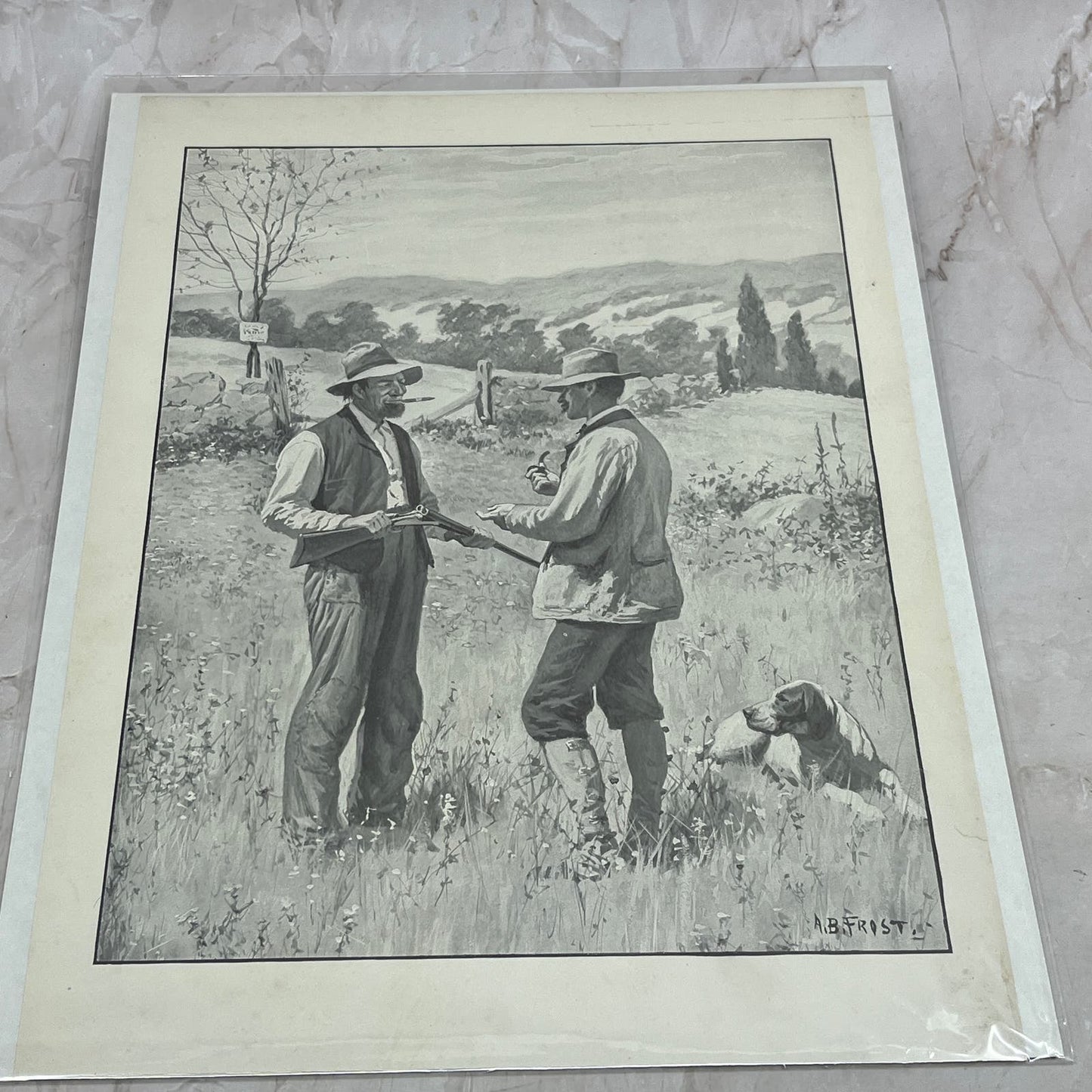 A.B. Frost Hunting Getting 'Round The Old Man Dog c1905 Antique Print FL6-9