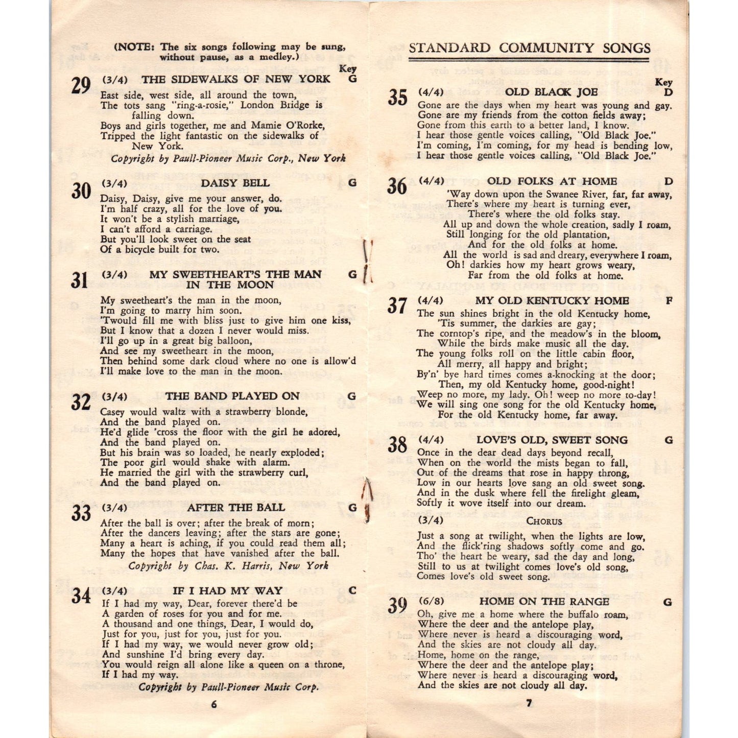 Vintage Pioneer Community Song Sheet Murray Whiteman Song Shop Buffalo NY AE6