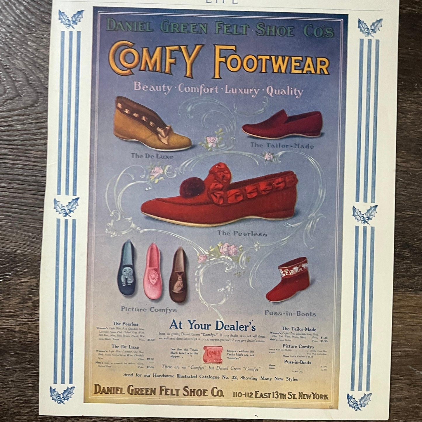 Daniel Green Felt Shoe Co NY Vintage Magazine Ad 9x11 V10