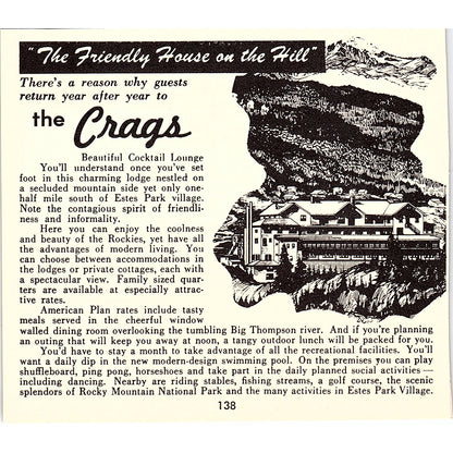 The Crags Cocktail Lounge House on the Hil, Highway 262 Denver CO 1958 Ad AG1-H1