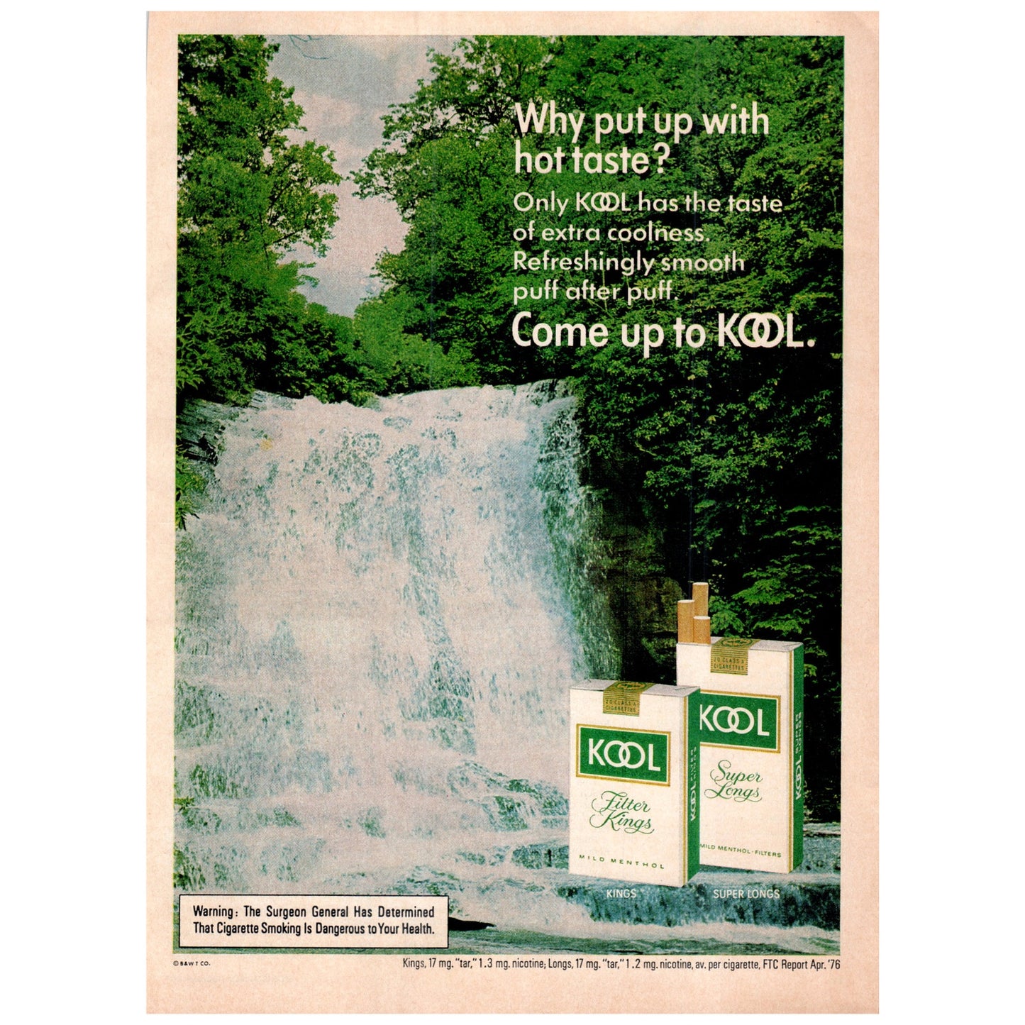 Kool Cigarettes - Why Put Up With Hot Taste? 1977 Ad D25