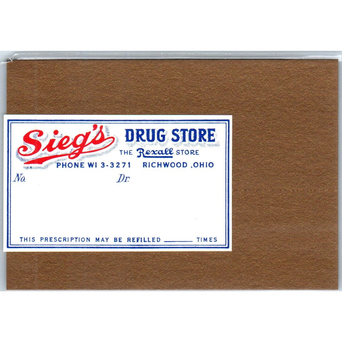 Sieg's Rexall Drug Store Richwood Ohio Antique Apothecary Label TH2-AL