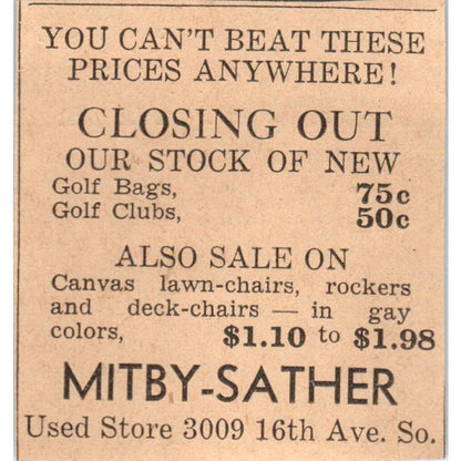 Mitby-Sather Store 16th Ave So 1935 Minneapolis Journal Advertisement AE7-H2