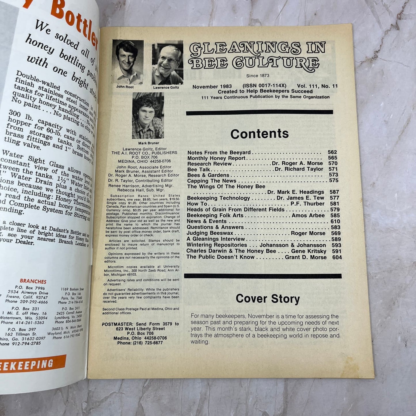 1983 Nov - Gleanings in Bee Culture Magazine - Bees Beekeeping Honey M9