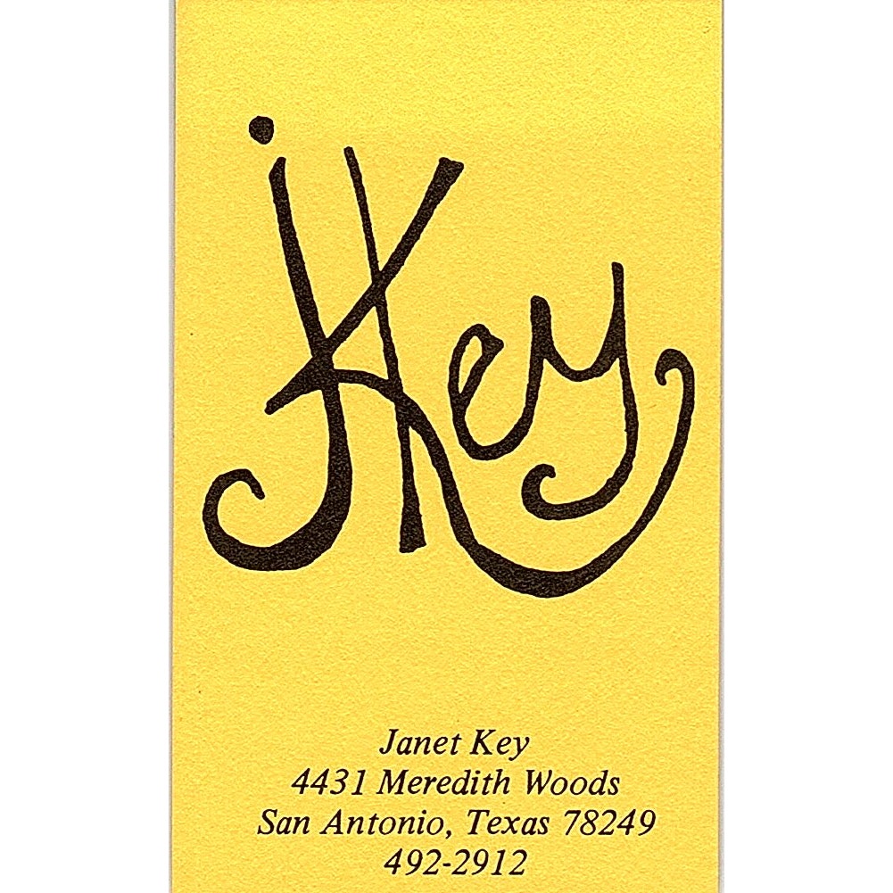 Janet Key Artist Beaumont TX Vintage Business Card SE3-B11