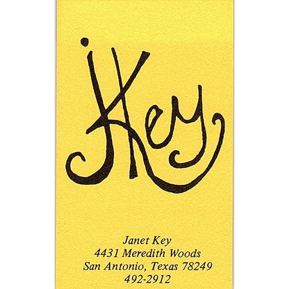 Janet Key Artist Beaumont TX Vintage Business Card SE3-B11