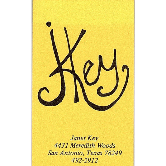 Janet Key Artist Beaumont TX Vintage Business Card SE3-B11
