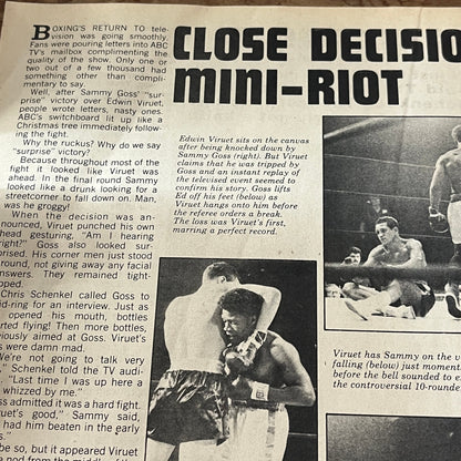 Sammy Goss Vs. Edwin Viruet Boxing Match Recap 2 Pages 1974 Ad AG1-10