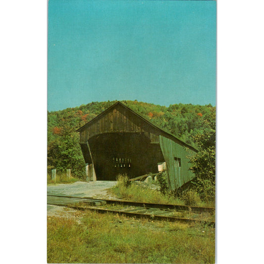 Railroad Covered Bridge Bartonsville Chester Vermont Vintage Postcard PD1