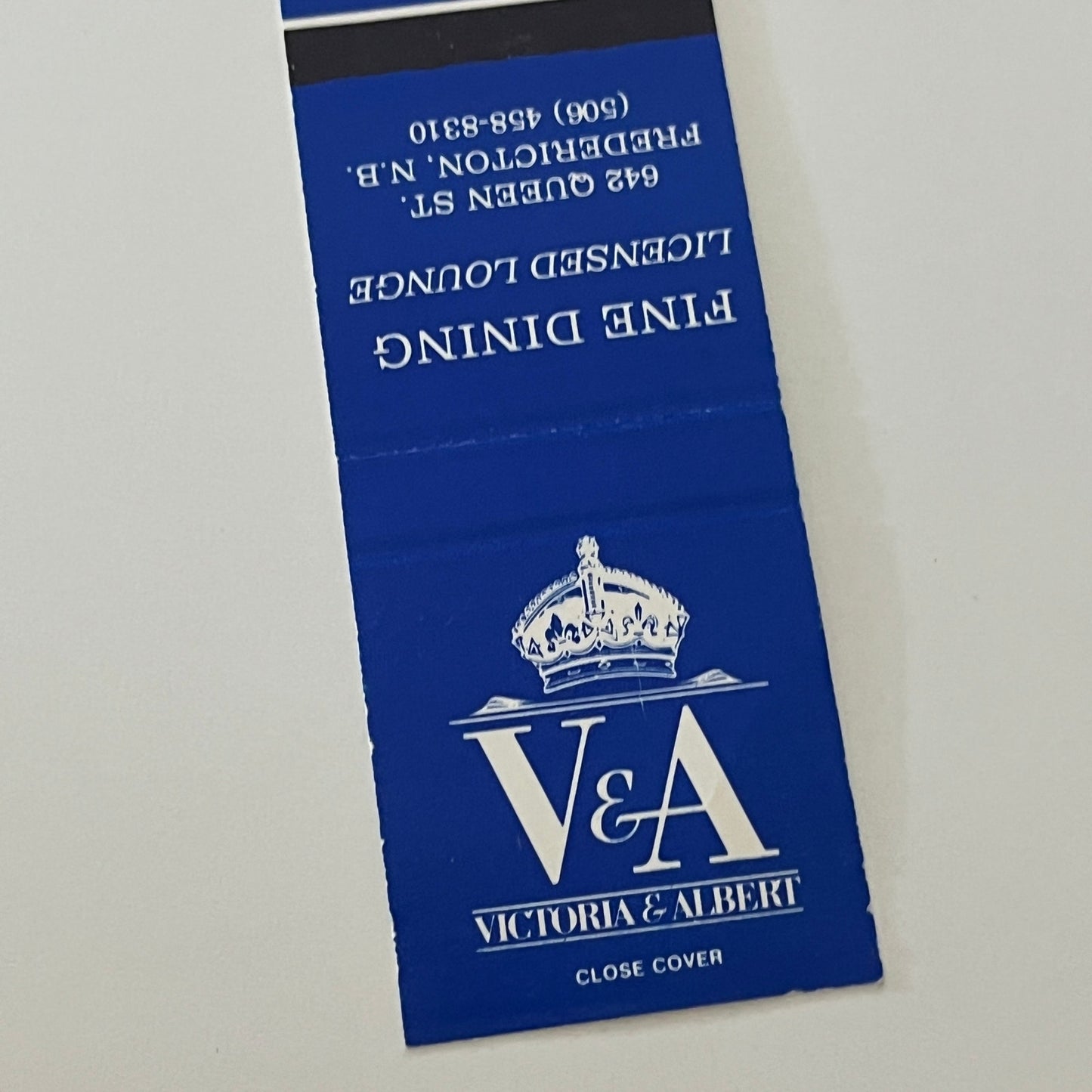 Victoria & Albert Fine Dining Fredericton NB Vintage Matchbook Cover MM5-9