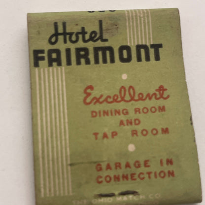 Hotel Fairmont Edward D Miller West Virginia Vintage Matchbook Cover TB8-MB2-5