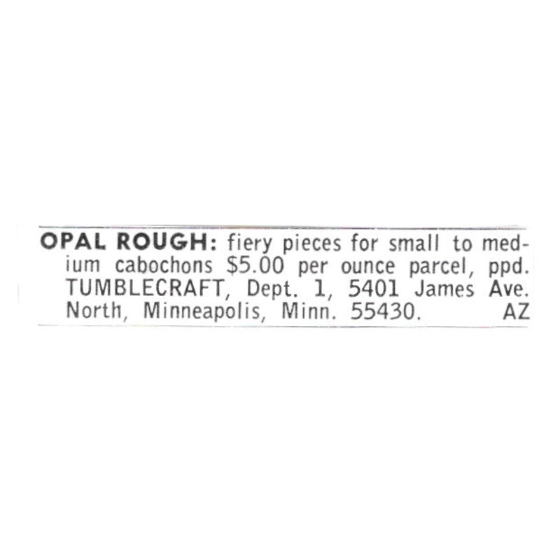Tumblecraft Opal Rough Minneapolis Minnesota 1972 Ad AF8-S15