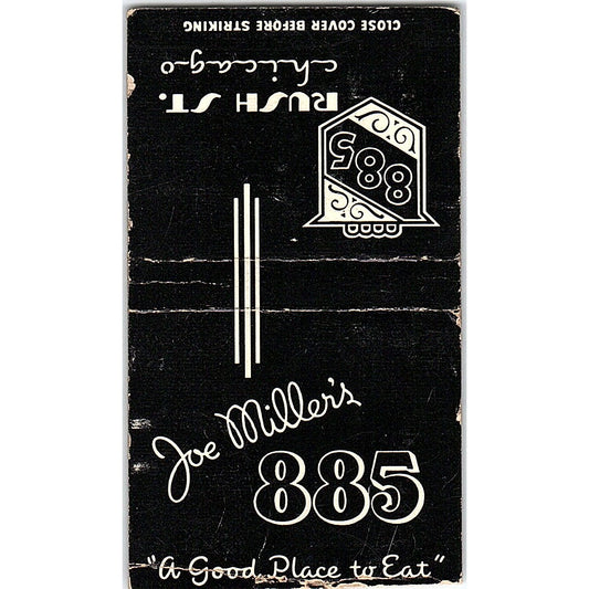 Joe Miller's 885 Rush Street Chicago Vintage Matchbook Cover SC7-Y3