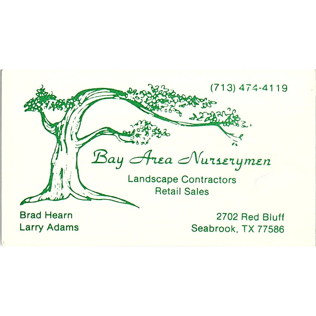 Bay Area Nurserymen Brad Hearn Larry Adams Seabrook Vintage Business Card SC9-B6