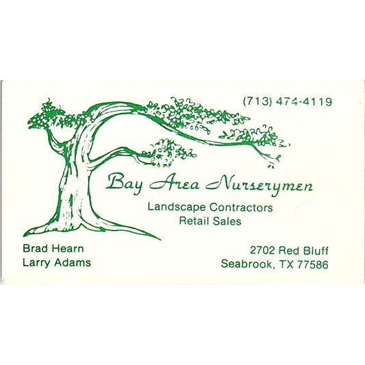 Bay Area Nurserymen Brad Hearn Larry Adams Seabrook Vintage Business Card SC9-B6