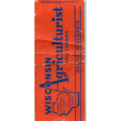 Wisconsin Agriculturist & Farmer Racine WI Vintage Matchbook Cover SD2-Y14