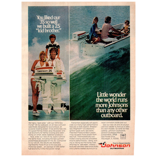 Johnson Outboards 1976 Seahorse 35HP Outboard 1977 Ad D25