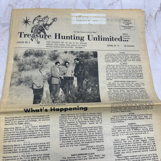 1974 Spring - Treasure Hunting Unlimited Catalog No. 3 Rocks Coins Bottles M18