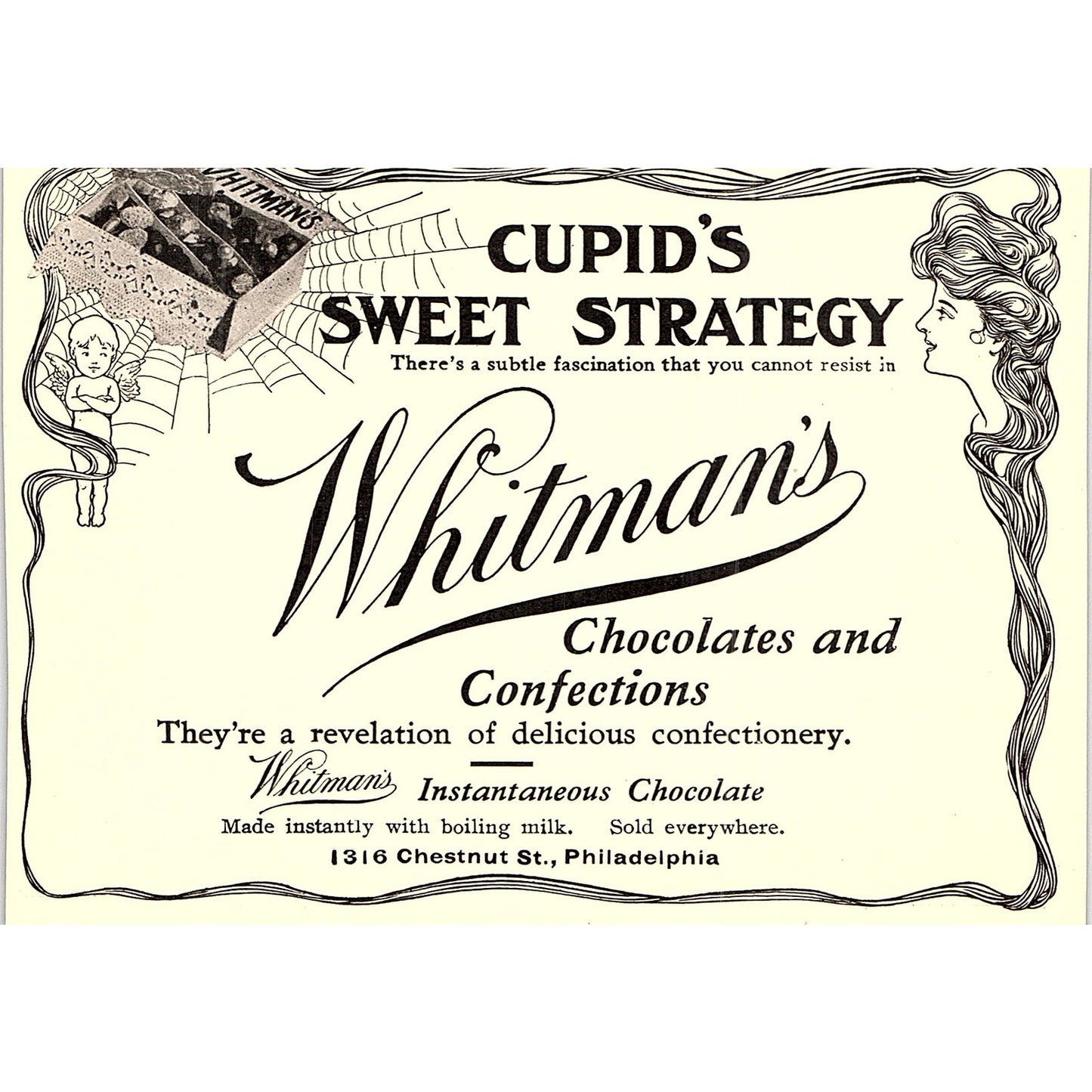 Whitman's Chocolates Cupid's Sweet Strategy Philadelphia - 1904 Ad AF5-1
