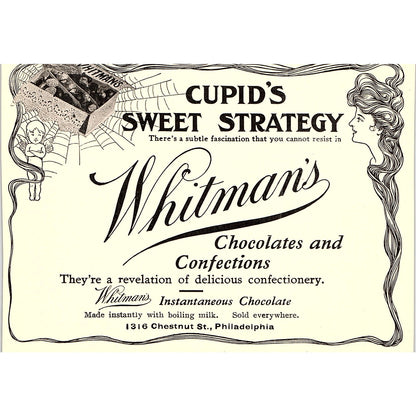 Whitman's Chocolates Cupid's Sweet Strategy Philadelphia - 1904 Ad AF5-1