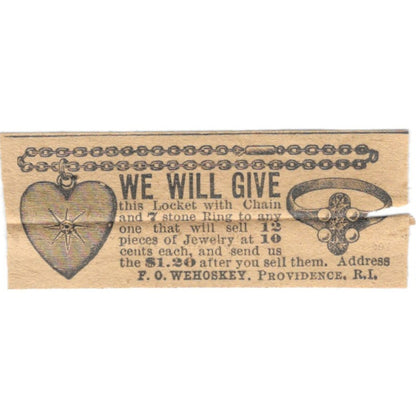 Locket Giveaway F.O. Wehoskey Providence RI 1910 Magazine Ad AF1-SS9