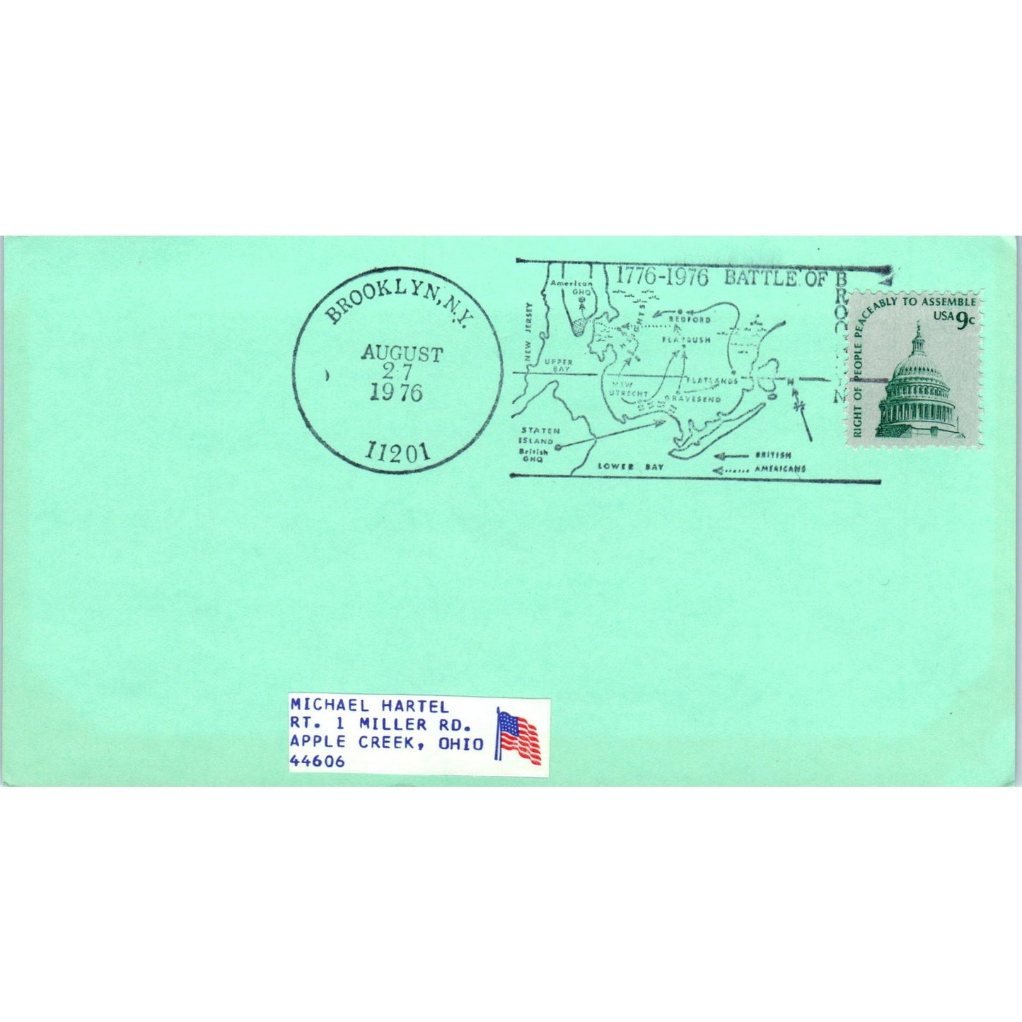 1976 Battle of Brooklyn Apple Creek Ohio Postal Cover TI5-PC1