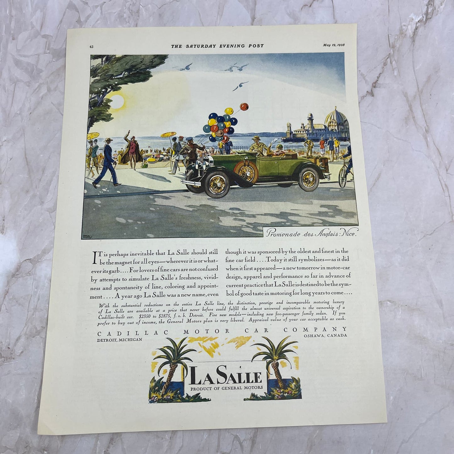 LaSalle Cadillac Motor Car Company GM Detroit 1928 Original Advertisement FL6-8