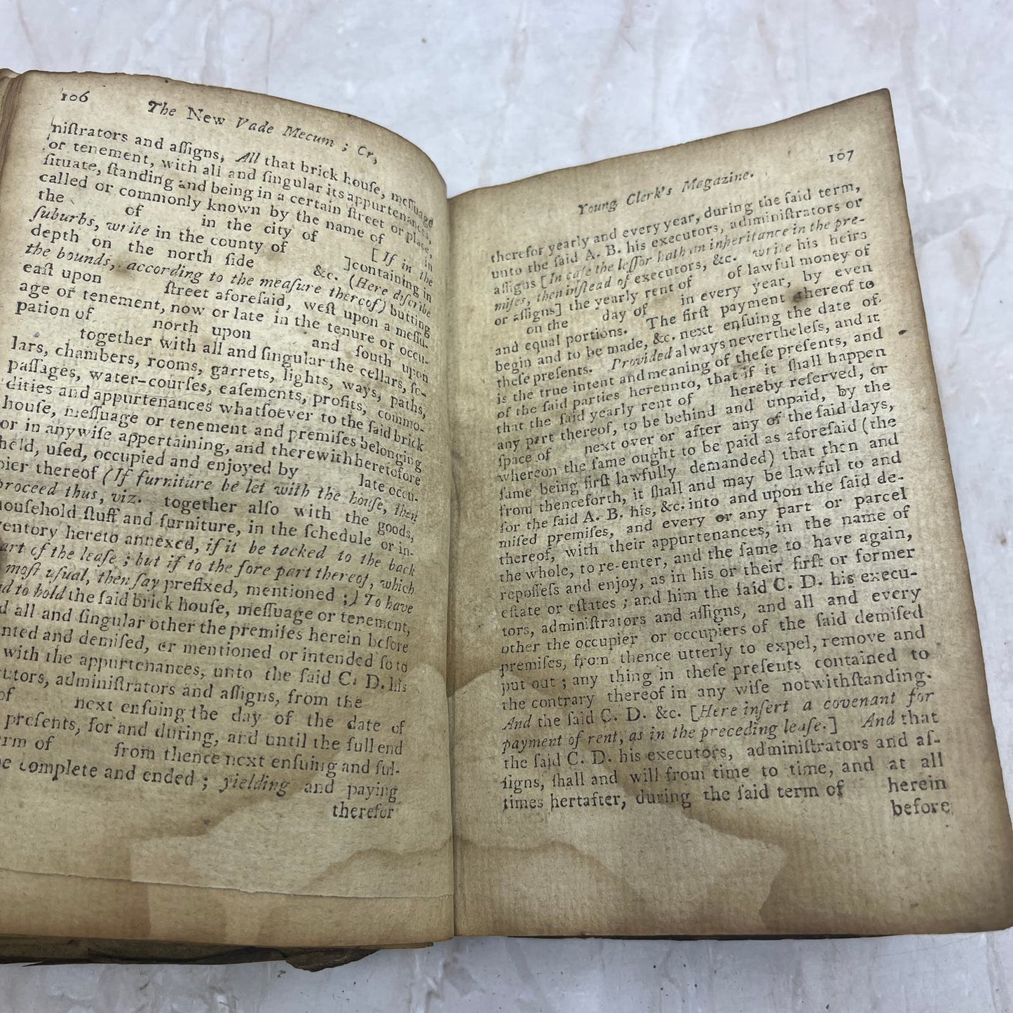 1794 The New Vade Mecum Young Clerk's Magazine Law Book Thomas Spencer TG8-B6