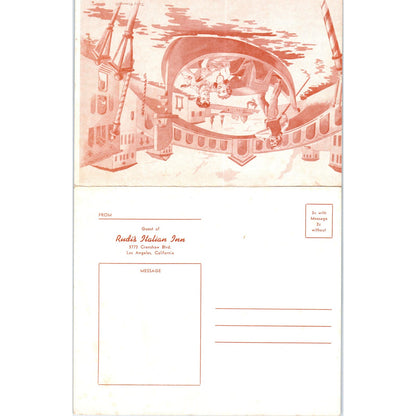 1950s Rudi's Italian Inn Restaurant Menu Los Angeles CA Crenshaw Blvd AE8