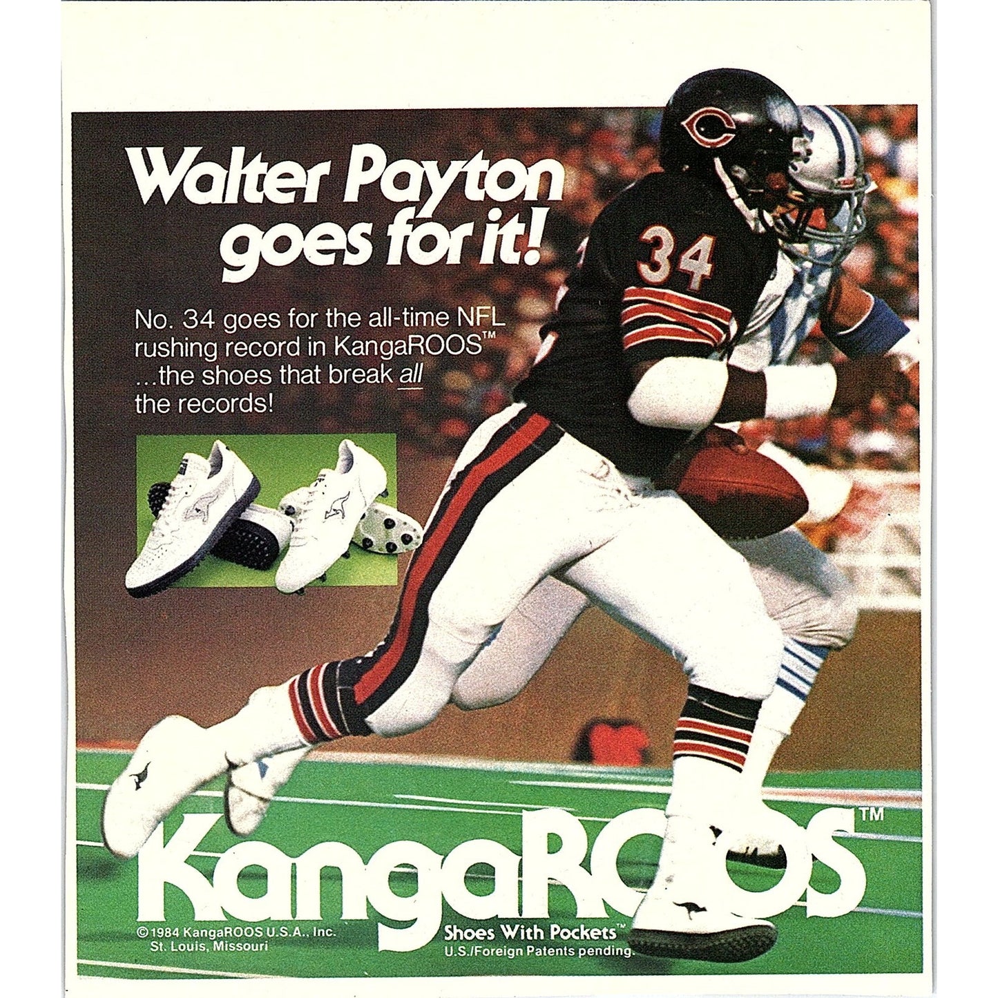 KangaROOS Shoes With Pockets - Walter Payton Bears 1984 Ad AF8-H2