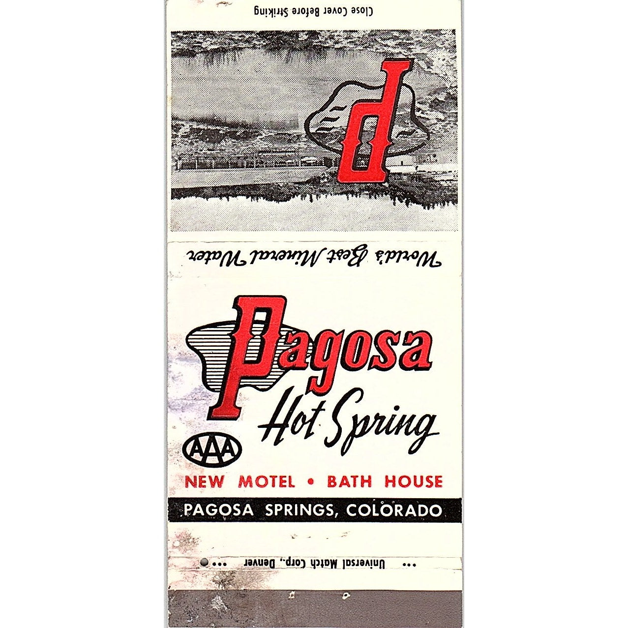 Pagosa Hot Spring Motel Pagosa Springs CO Vintage Matchbook TB6-MB2-7