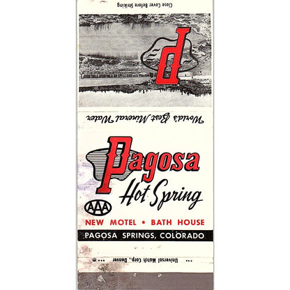 Pagosa Hot Spring Motel Pagosa Springs CO Vintage Matchbook TB6-MB2-7