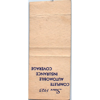 Mutual Auto Ins Co of Wisconsin Plymouth WI Vintage Matchbook Cover SD2-Y1