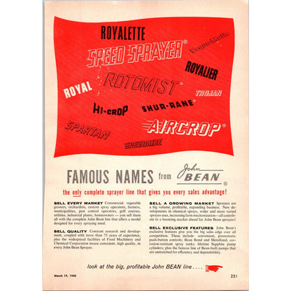 1960 John Bean Progressive Sprayer Lansing Orlando San Jose 2 Page Ad I16