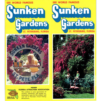 1980s Sunken Gardens St. Petersburg Florida Fold Out Travel Brochure TF4-BA