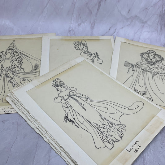 1940s Lot of 10 Period Fashion Sketches Winifred Schutsky Pratt Institute TC5