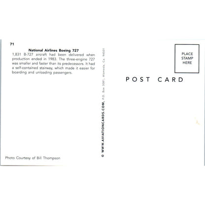 National Airlines Boeing B-727 Vintage Postcard TG8-PC