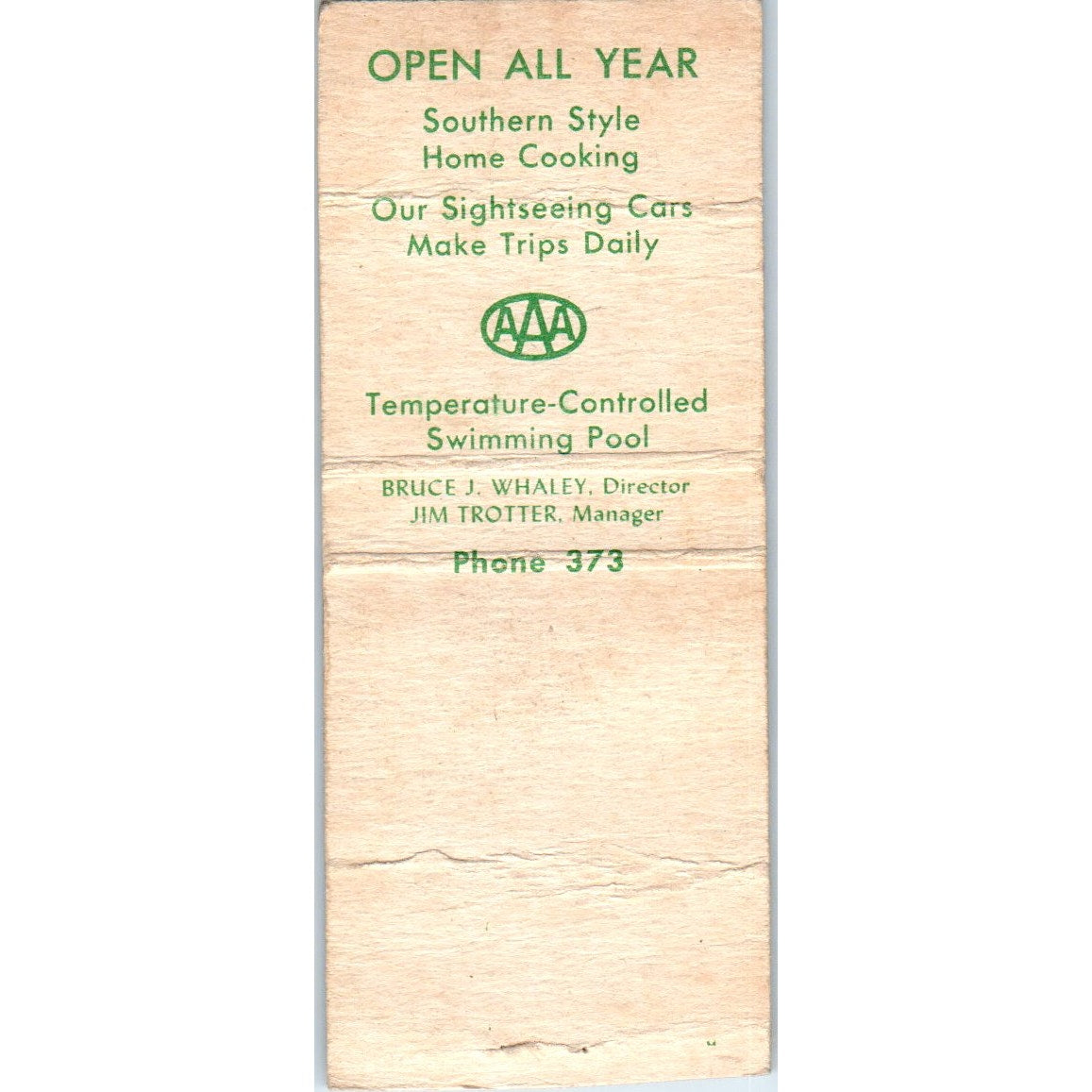 The Riverside Hotel Gatlinburg TN Vintage Matchbook Cover SD4-Y1