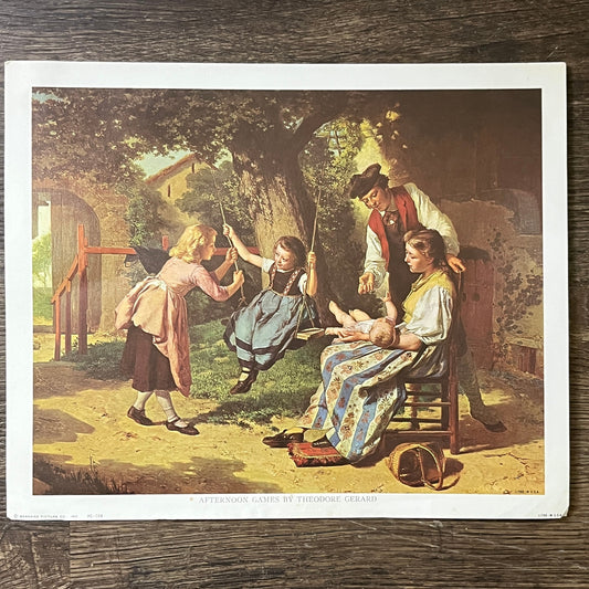 Afternoon Game by Theodore Gerard Lithograph Vintage Art Print 9x10.5 V5