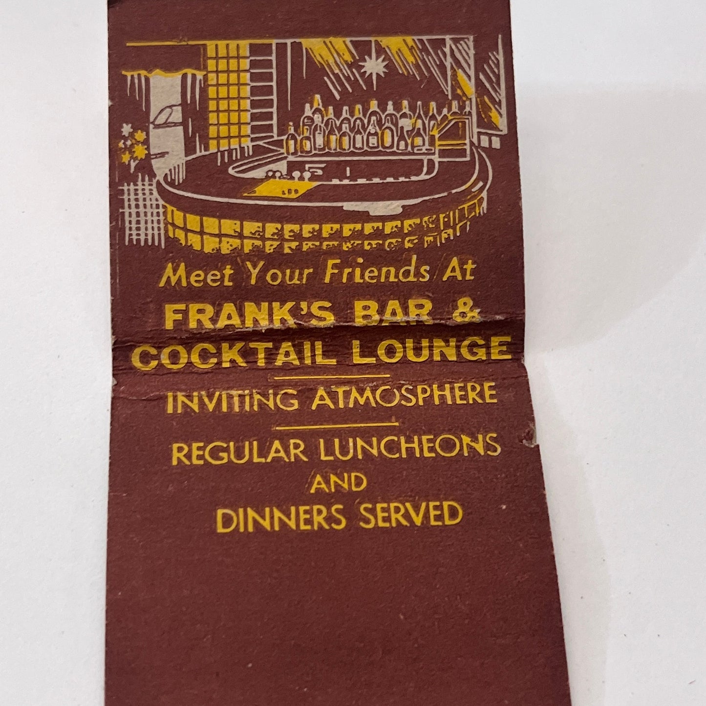 Frank's Restaurant 250 Asylum St Hartford CT Vintage Matchbook Cover TB8-MB-12