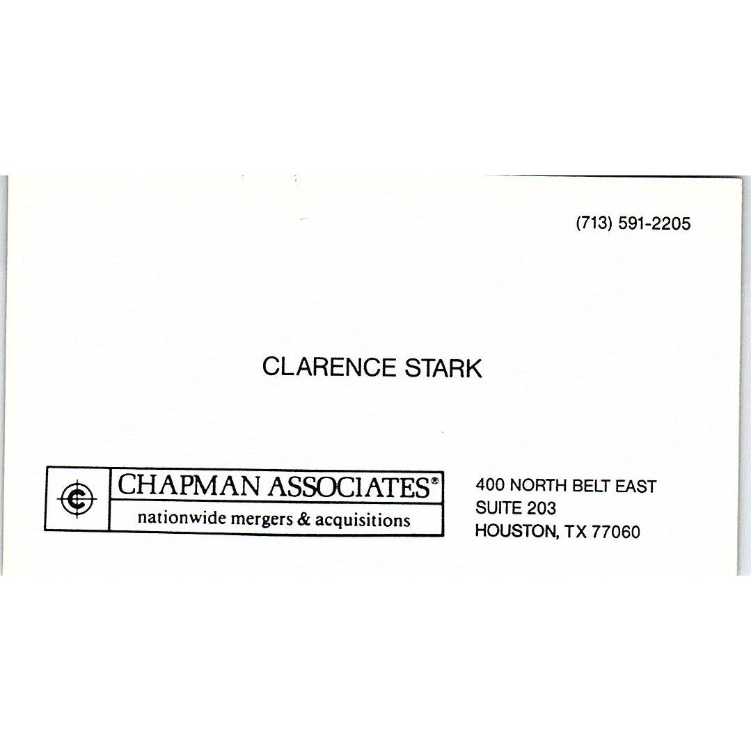 Clarence Stark Chapman Associates Houston Vintage Business Card SD9-B6