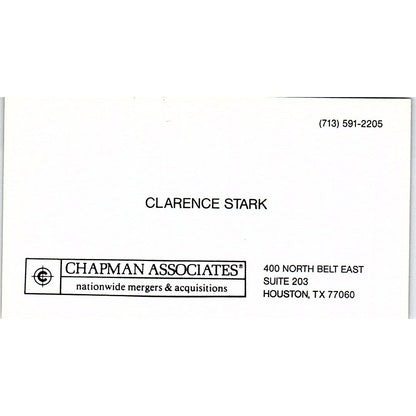 Clarence Stark Chapman Associates Houston Vintage Business Card SD9-B6