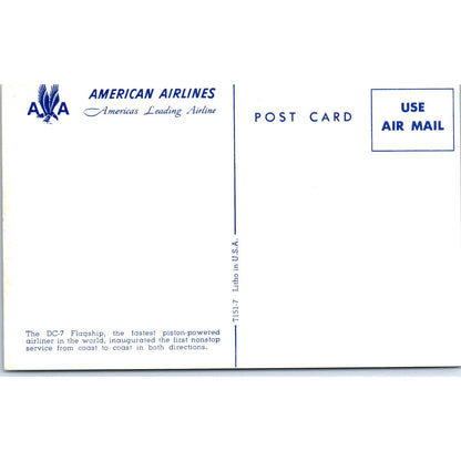 American Airlines DC-7 Flagship Vintage Postcard TG8-PC