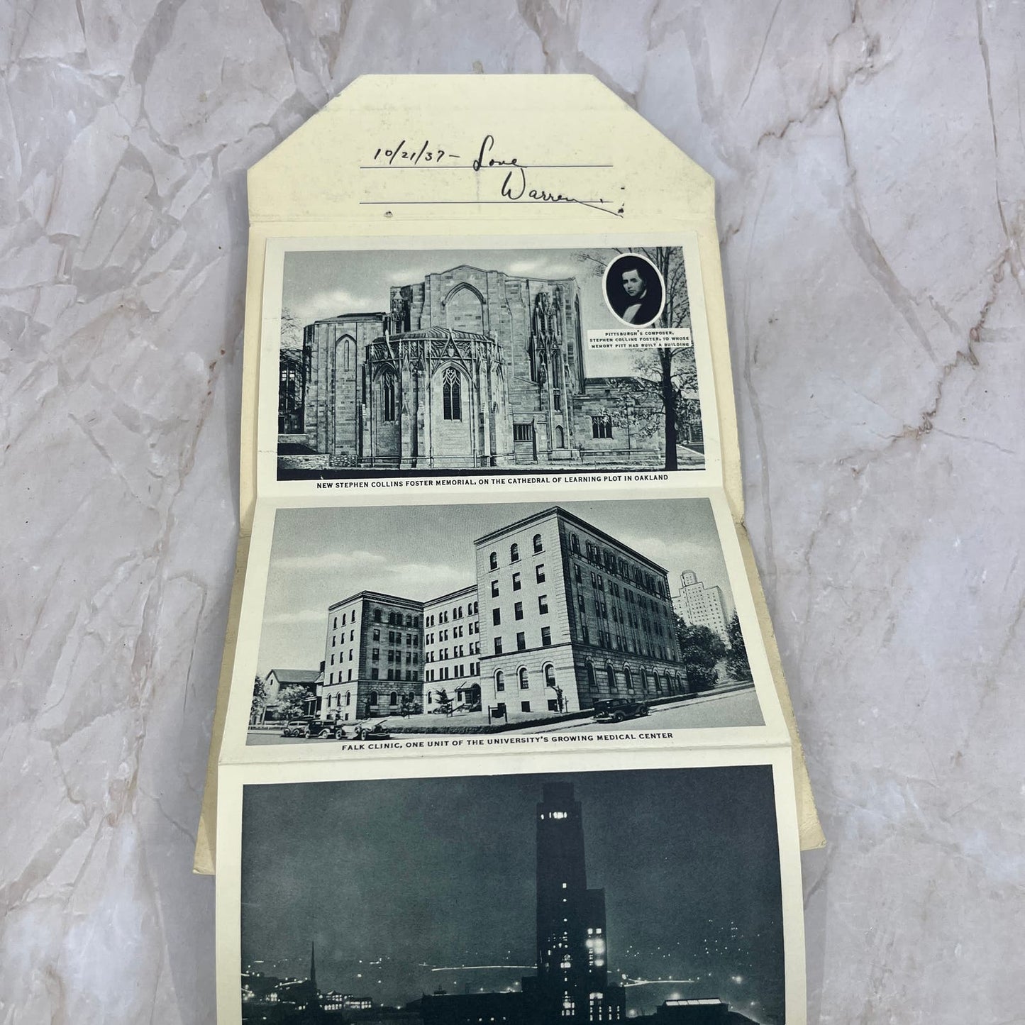 1937 University of Pittsburgh Souvenir Folder Book Fold-Out TI8-S1