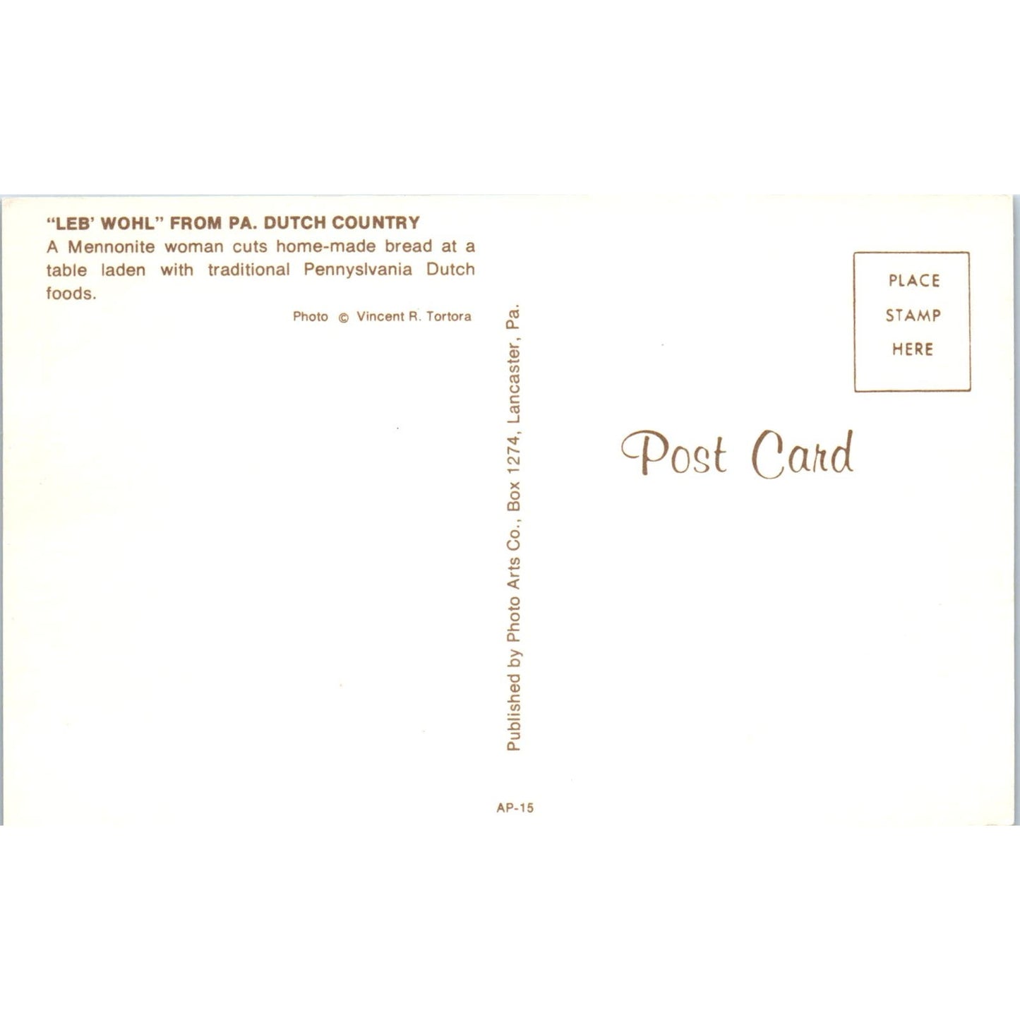Leb Wohl Mennonite Cutting Bread Pennsylvania Dutch Country Vintage Postcard PD5