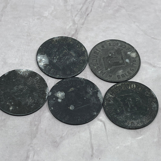 Vtg Missouri State Department of Revenue Sales Tax Metal Token Chit Set of 5 SE2